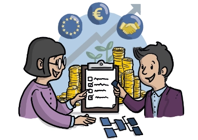 Finanzierungsstrategie für öffentliche Projekte Illustration zu Struktur und Finanzierung mit Fördermitteln, Checkliste und Finanzierungsstrategie